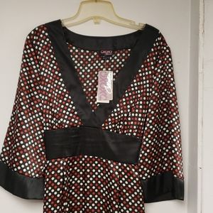 Long sleeve White, Red and Black dress